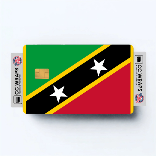 2PK Saint Kitts and Nevis Flag Credit Card Sticker Skin Vinyl Decal Protector