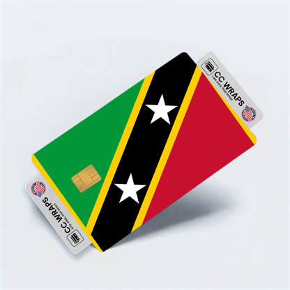 2PK Saint Kitts and Nevis Flag Credit Card Sticker Skin Vinyl Decal Protector