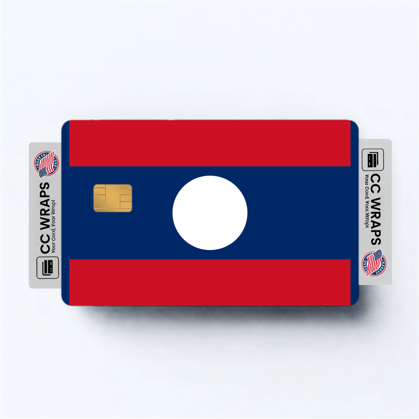 2PK Lao People's Democratic Republic Flag Credit Card Sticker Skin Vinyl Decal Prote
