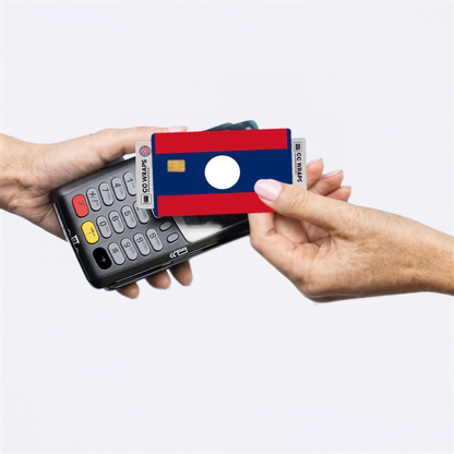 2PK Lao People's Democratic Republic Flag Credit Card Sticker Skin Vinyl Decal Prote