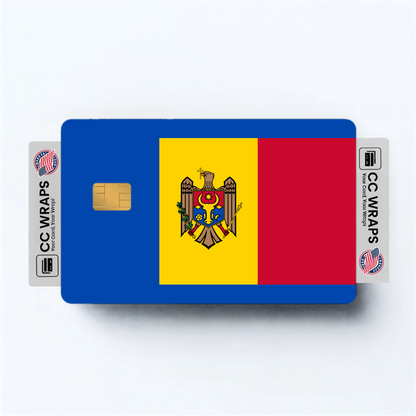 2PK Moldova, Republic of Flag Credit Card Sticker Skin Vinyl Decal Protector
