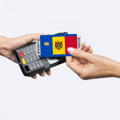 2PK Moldova, Republic of Flag Credit Card Sticker Skin Vinyl Decal Protector