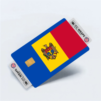 2PK Moldova, Republic of Flag Credit Card Sticker Skin Vinyl Decal Protector
