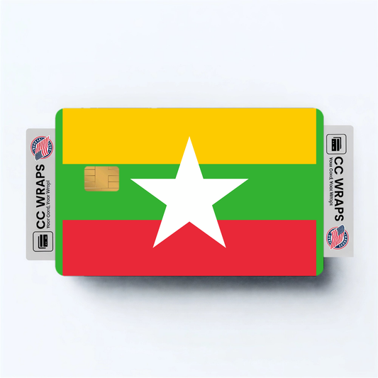2PK Myanmar Flag Credit Card Sticker Skin Vinyl Decal Protector