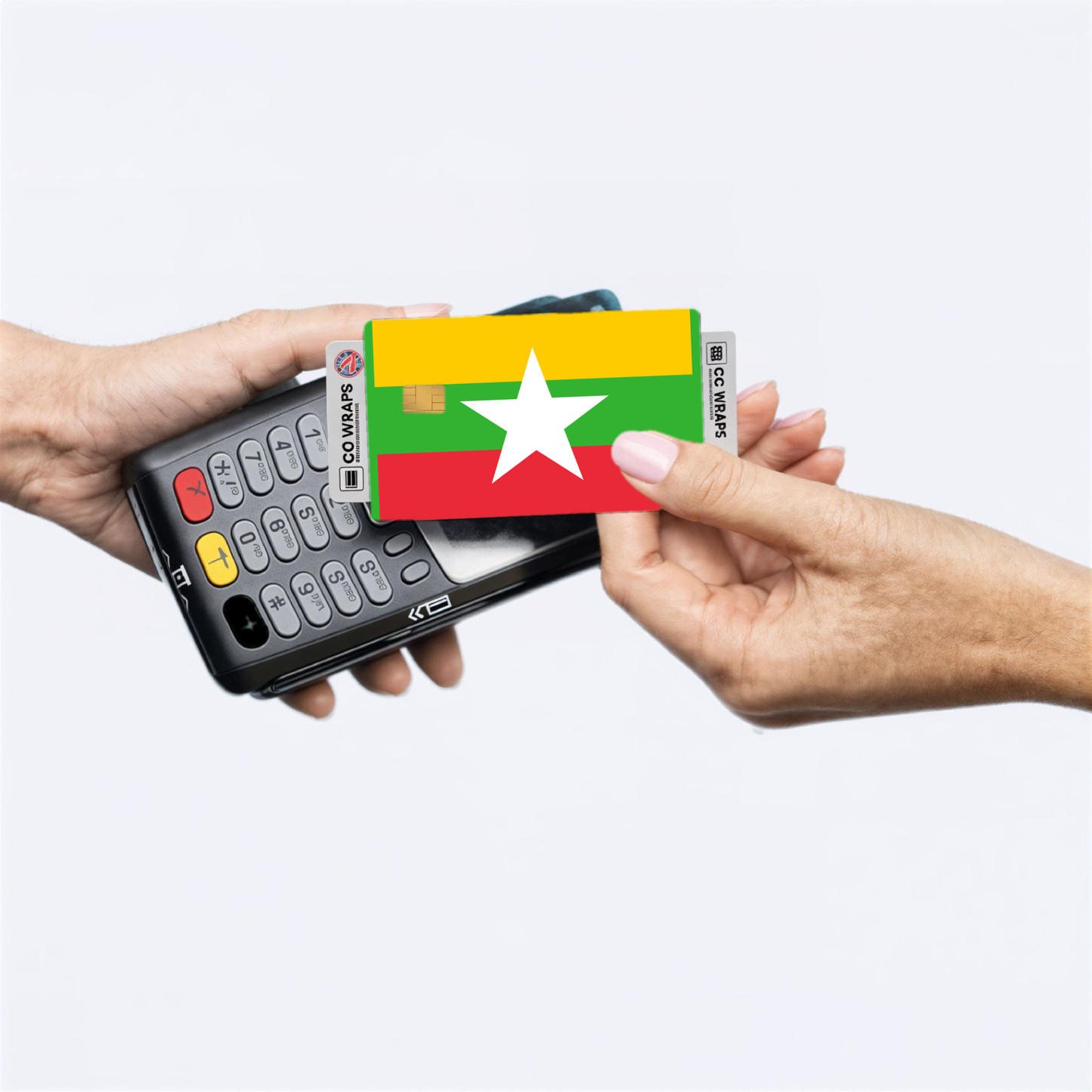 2PK Myanmar Flag Credit Card Sticker Skin Vinyl Decal Protector