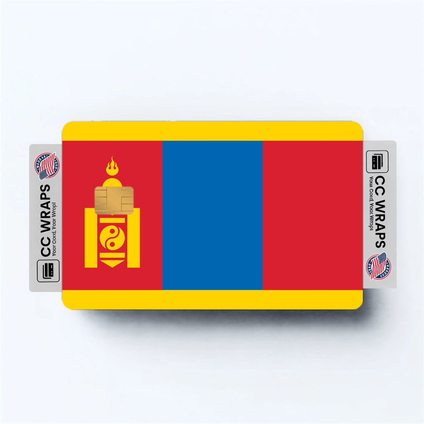 2PK Mongolia Flag Credit Card Sticker Skin Vinyl Decal Protector