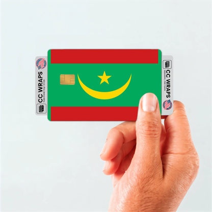 2PK Mauritania Flag Credit Card Sticker Skin Vinyl Decal Protector