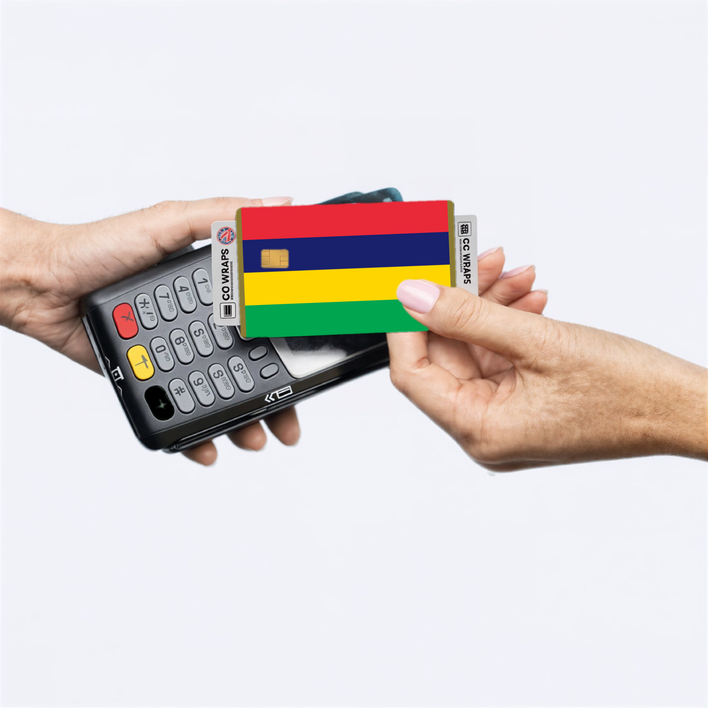 2PK Mauritius Flag Credit Card Sticker Skin Vinyl Decal Protector