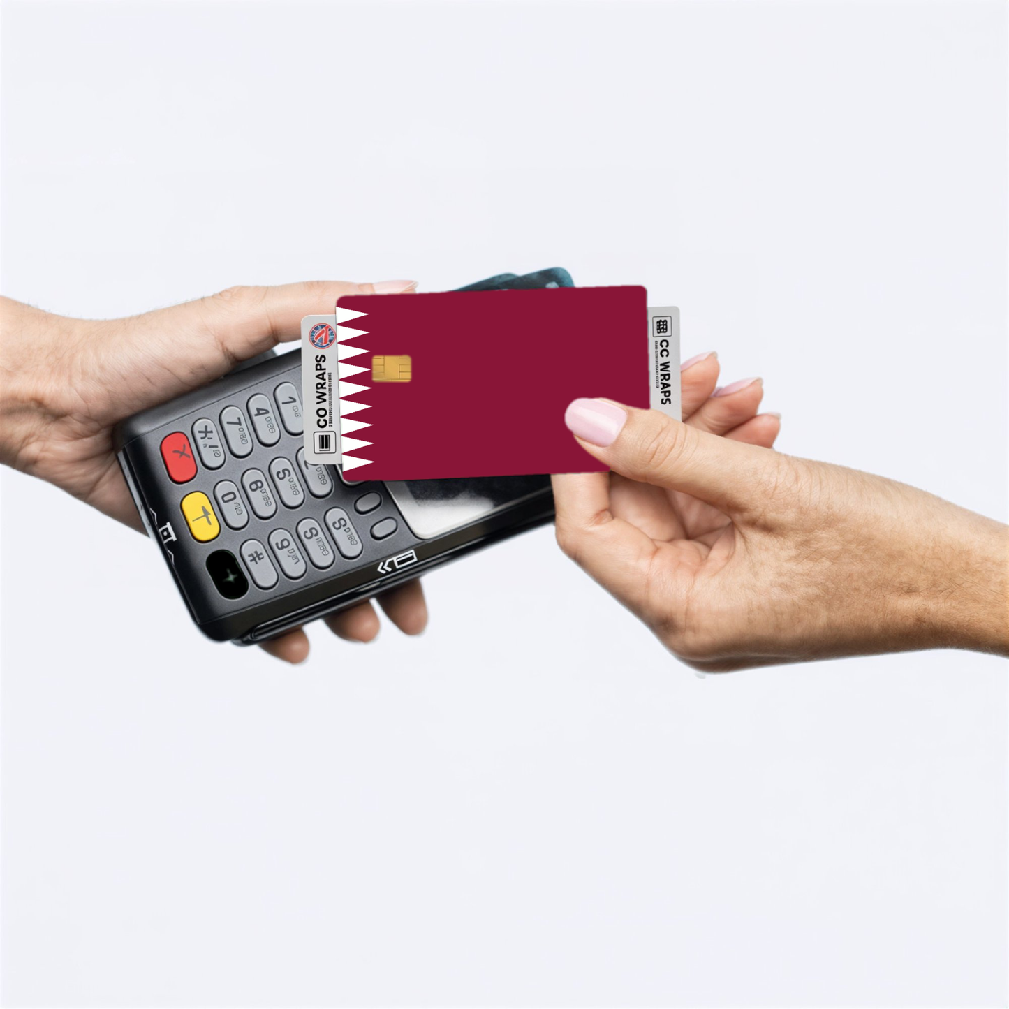 2PK Qatar Flag Credit Card Sticker Skin Vinyl Decal Protector
