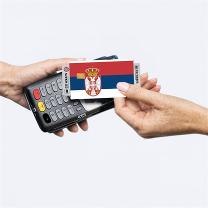 2PK Serbia Flag Credit Card Sticker Skin Vinyl Decal Protector