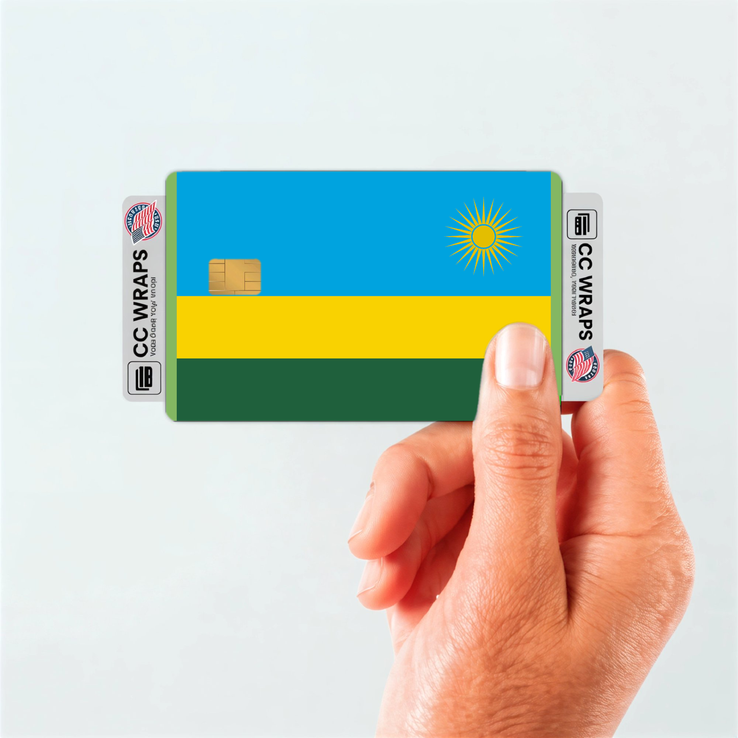 2PK Rwanda Flag Credit Card Sticker Skin Vinyl Decal Protector