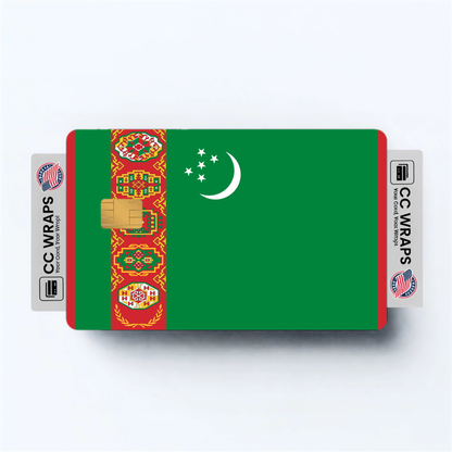 2PK Turkmenistan Flag Credit Card Sticker Skin Vinyl Decal Protector