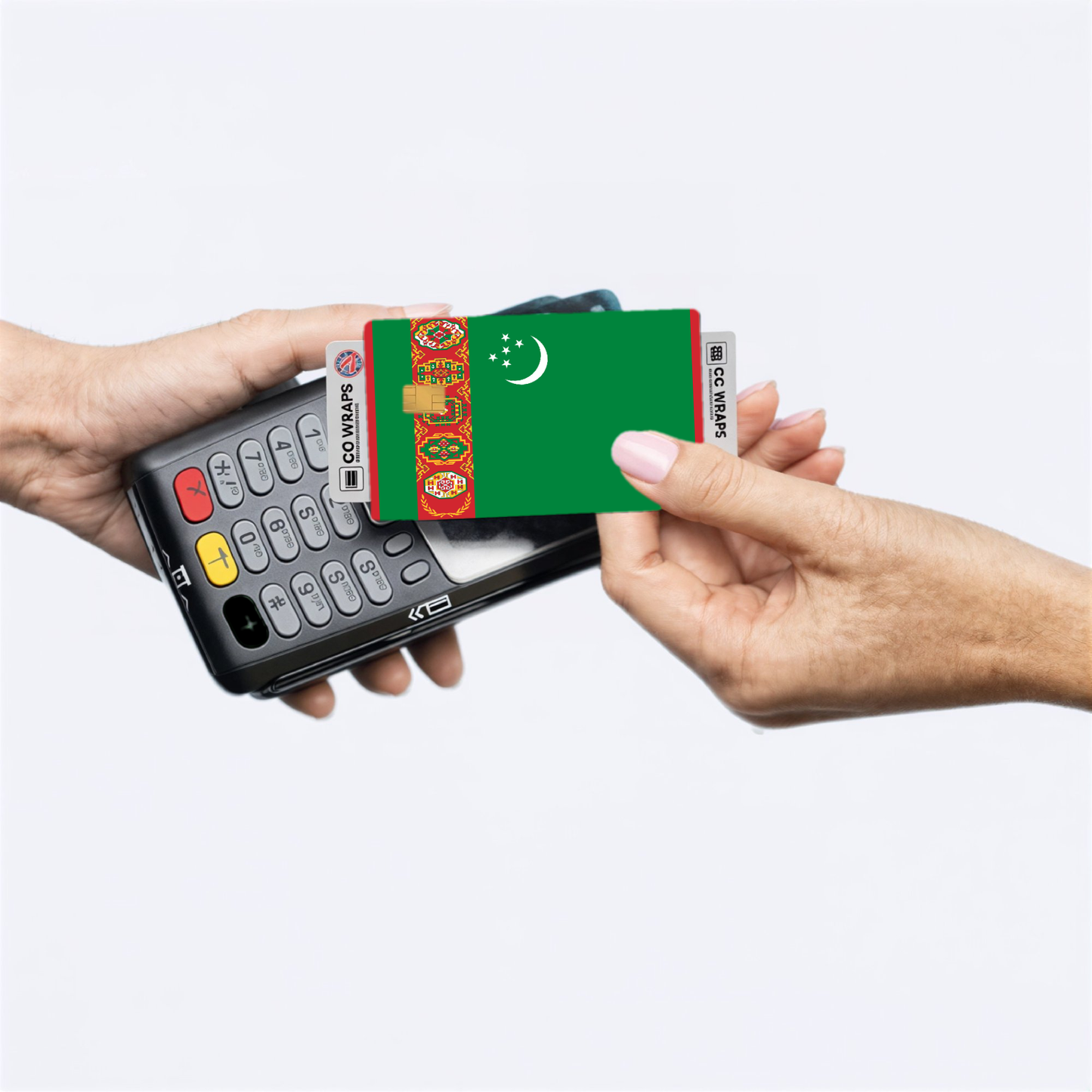 2PK Turkmenistan Flag Credit Card Sticker Skin Vinyl Decal Protector