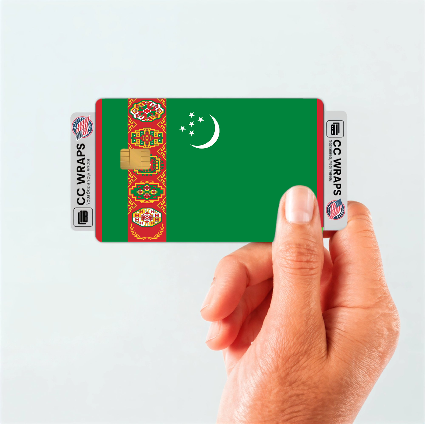 2PK Turkmenistan Flag Credit Card Sticker Skin Vinyl Decal Protector