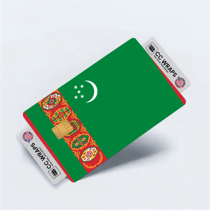 2PK Turkmenistan Flag Credit Card Sticker Skin Vinyl Decal Protector