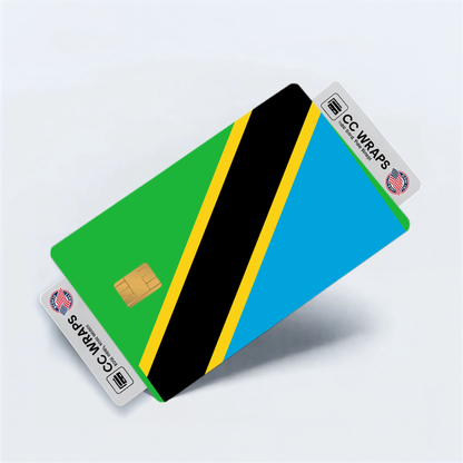 2PK Tanzania, United Republic of Flag Credit Card Sticker Skin Vinyl Decal Protector