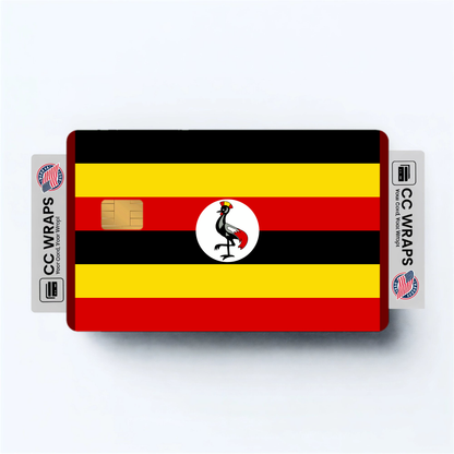 2PK Uganda Flag Credit Card Sticker Skin Vinyl Decal Protector