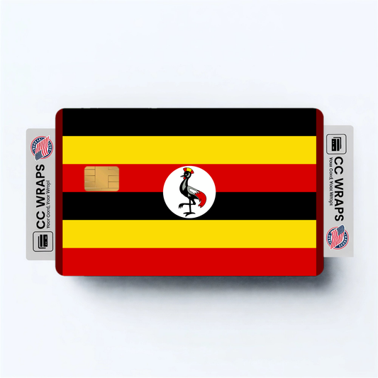 2PK Uganda Flag Credit Card Sticker Skin Vinyl Decal Protector