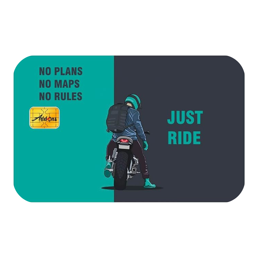 Just Ride Biker Custom Vinyl Credit Card Sticker by CC Wraps