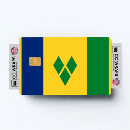 2PK Saint Vincent and the Grenadines Flag Credit Card Sticker Skin Vinyl Decal Prote