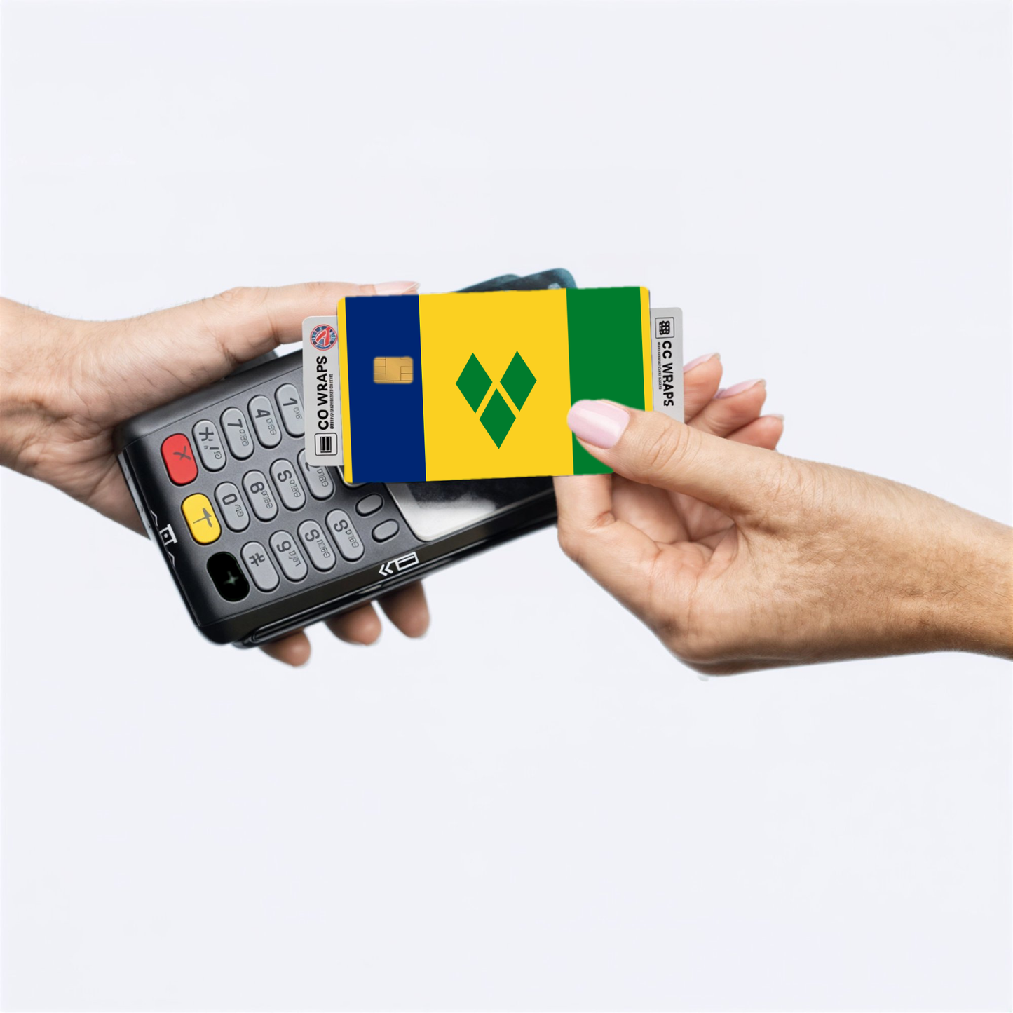 2PK Saint Vincent and the Grenadines Flag Credit Card Sticker Skin Vinyl Decal Prote