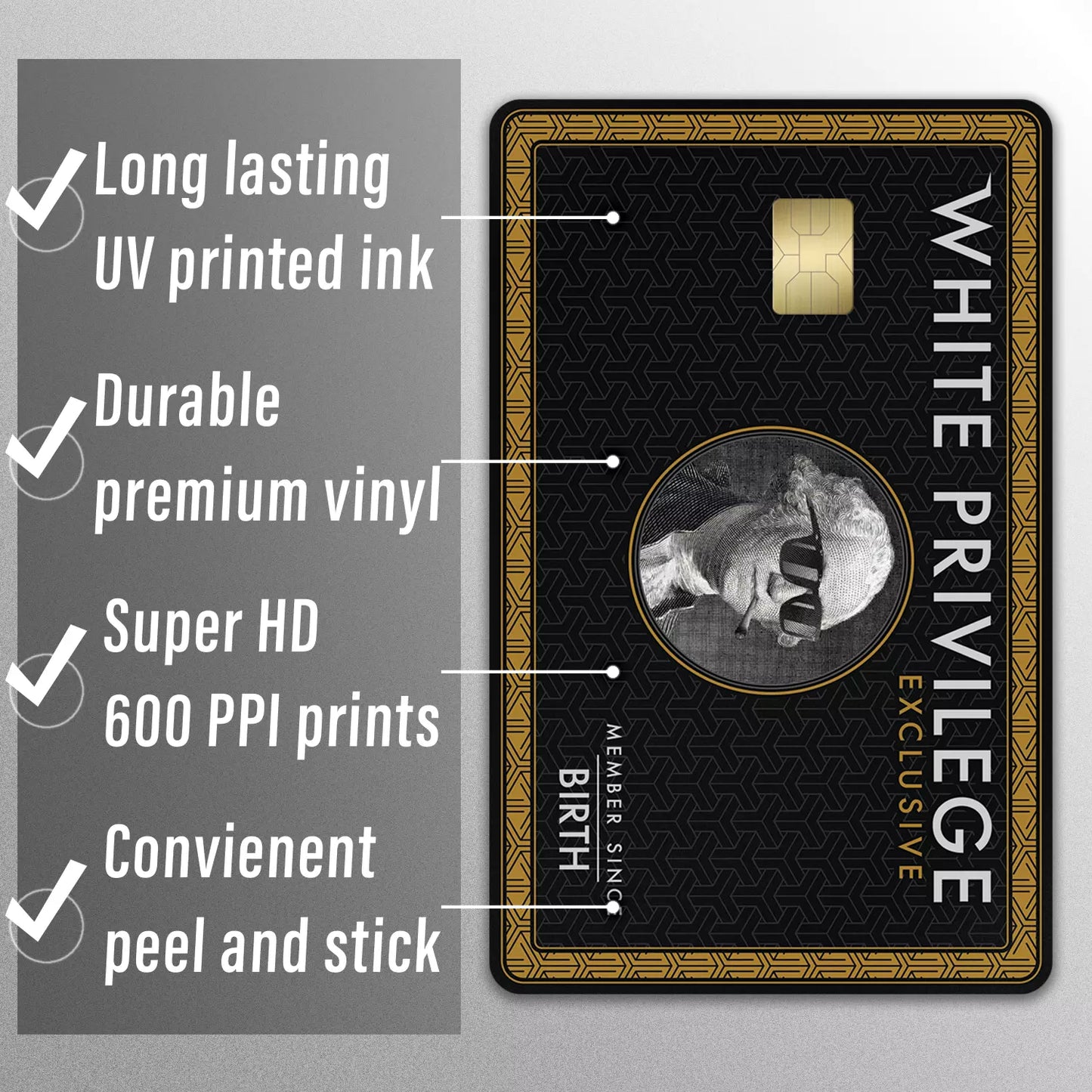 White Privilege Funny Fan Art Custom Vinyl Credit Card Sticker by CC Wraps