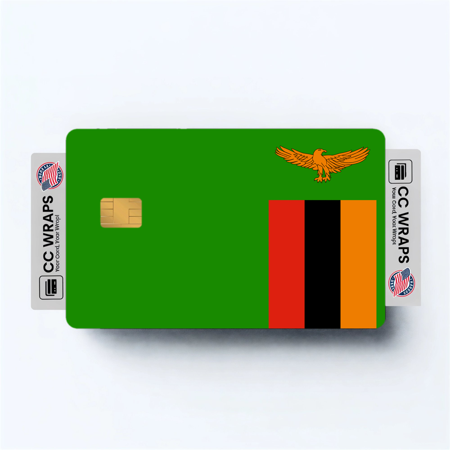 2PK Zambia Flag Credit Card Sticker Skin Vinyl Decal Protector