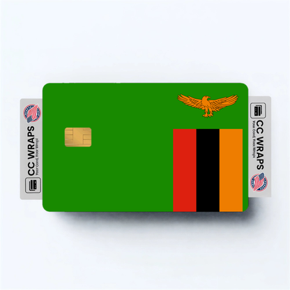 2PK Zambia Flag Credit Card Sticker Skin Vinyl Decal Protector