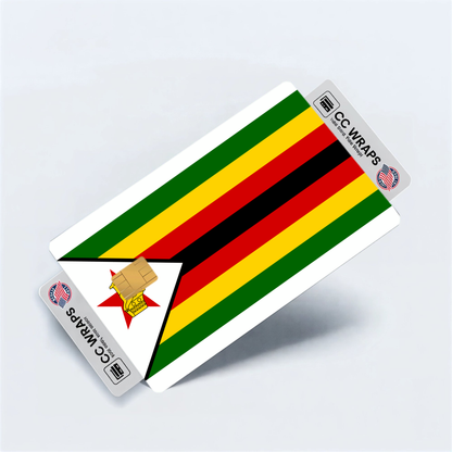 2PK Zimbabwe Flag Credit Card Sticker Skin Vinyl Decal Protector