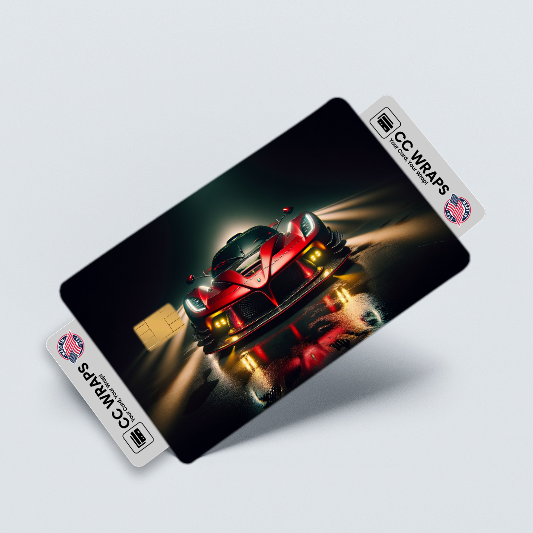 2PK Red Ferrari F8 Tributo In A Credit Card Skin - Vinyl Sticker Fits Debit Card