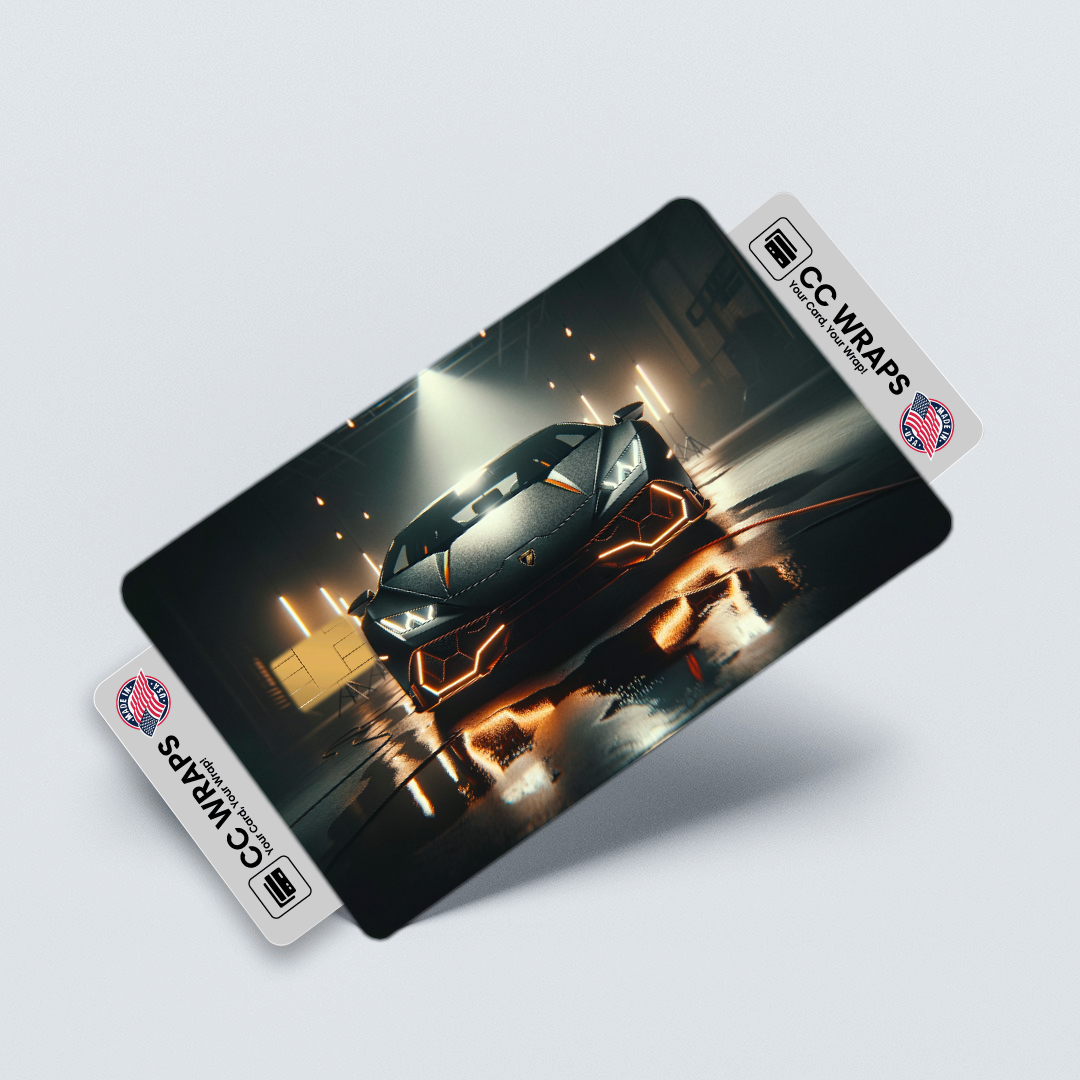 2PK Sleek Black Lamborghini Huracn Credit Card Skin – Vinyl Sticker Fits Debit Card