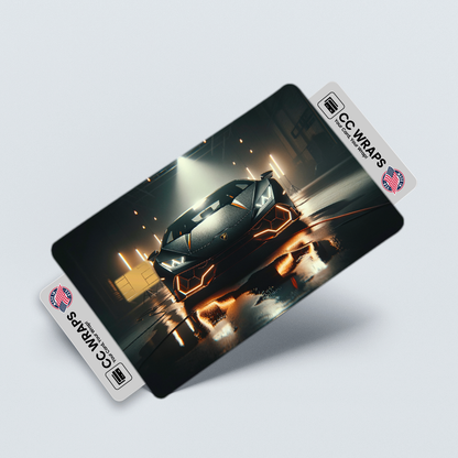 2PK Sleek Black Lamborghini Huracn Credit Card Skin – Vinyl Sticker Fits Debit Card
