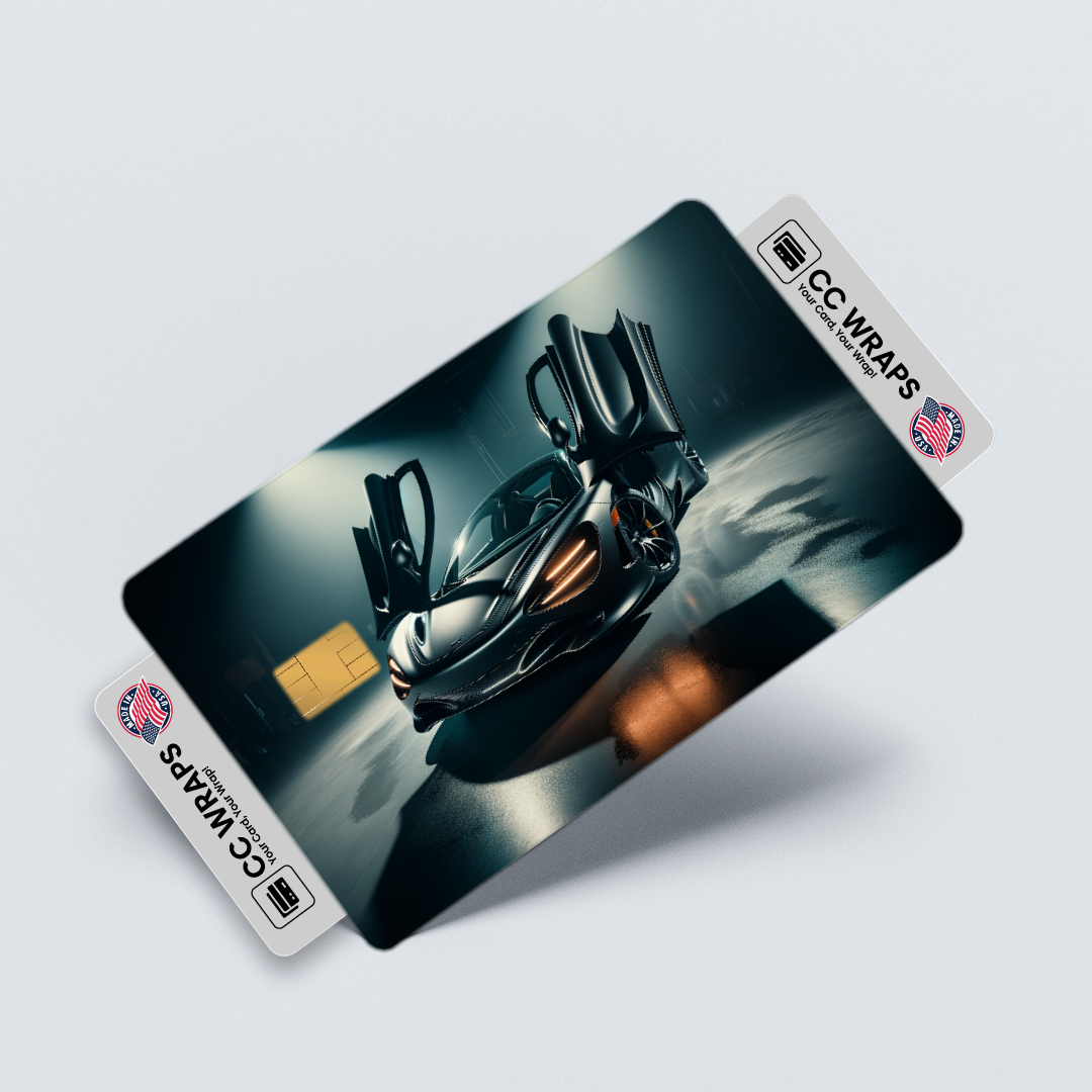 2PK Matte Black Mclaren 720s In A Credit Card Skin – Vinyl Sticker Fits Debit Card