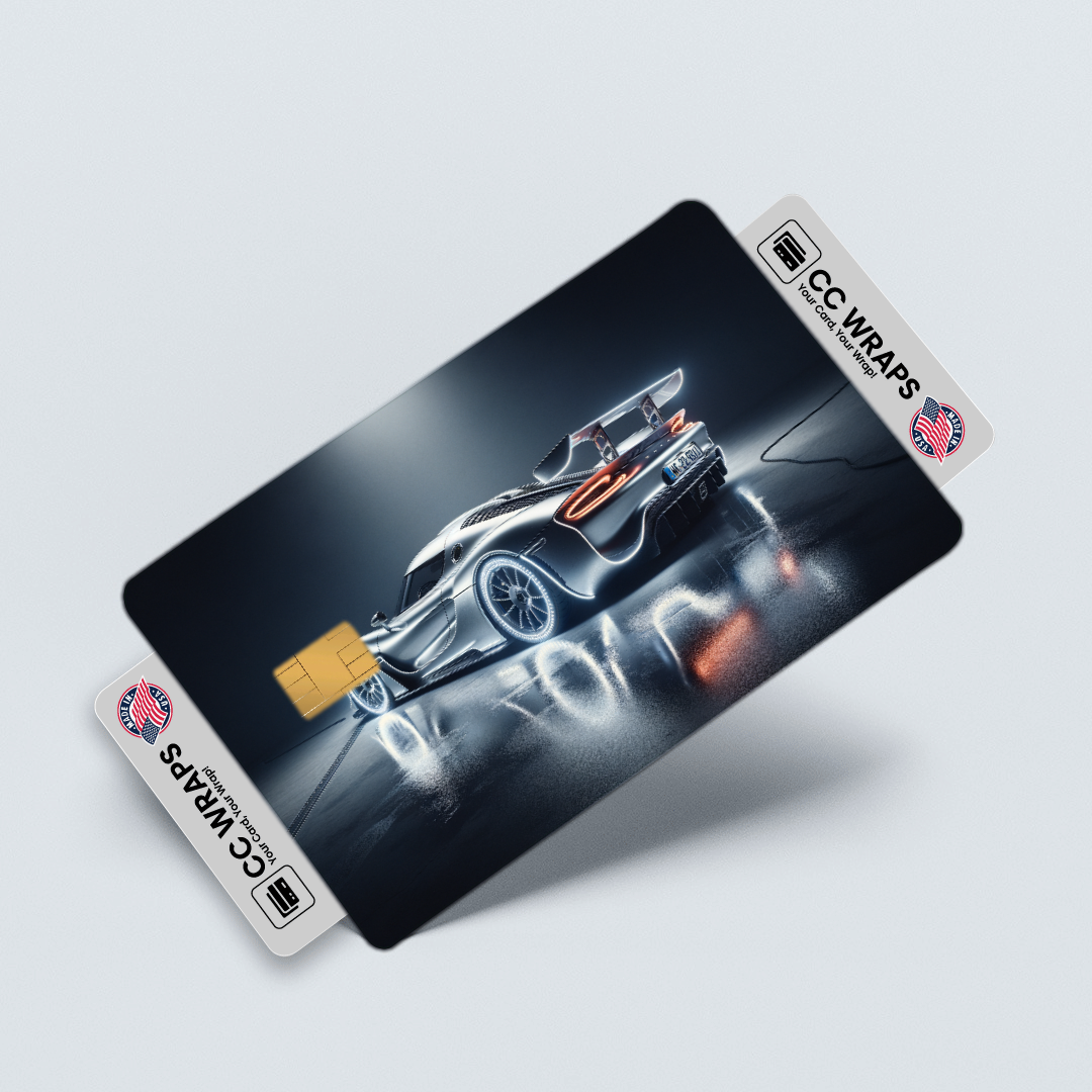 2PK Silver Porsche 911 Gt3 Rs In A Credit Card Skin – Vinyl Sticker Fits Debit Card