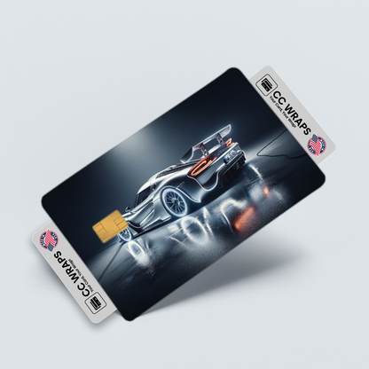 2PK Silver Porsche 911 Gt3 Rs In A Credit Card Skin – Vinyl Sticker Fits Debit Card