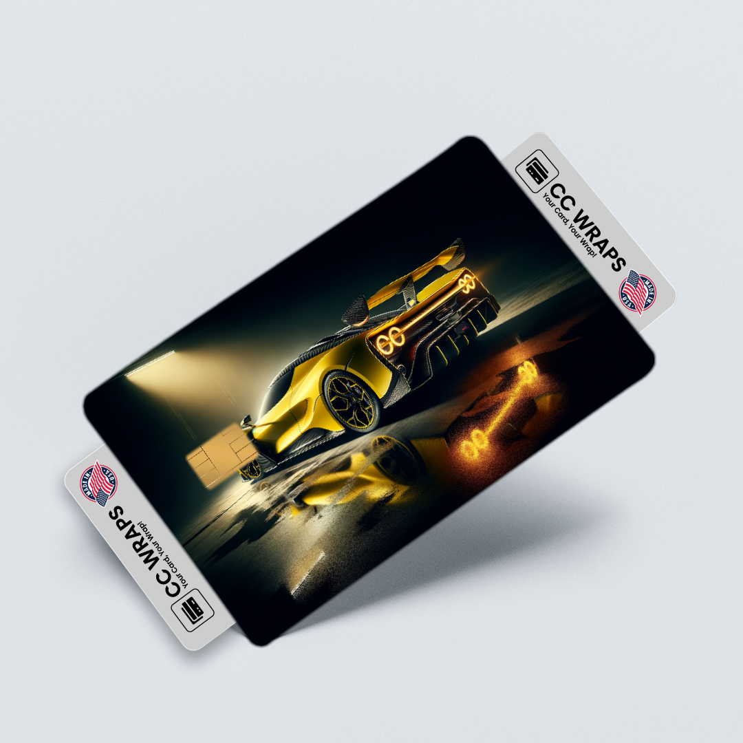 2PK Bright Yellow Ferrari Sf90 Credit Card Skin – Vinyl Sticker Fits Debit Card