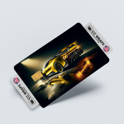 2PK Bright Yellow Ferrari Sf90 Credit Card Skin – Vinyl Sticker Fits Debit Card