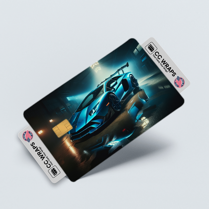 2PK Royal Blue Lamborghini Credit Card Skin – Vinyl Sticker Fits Debit Card