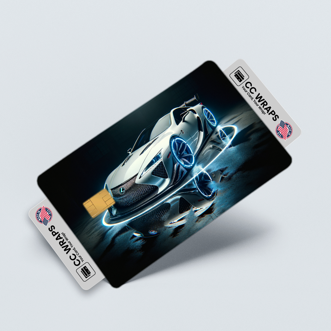 2PK Lexus Lfa In White With Blue Credit Card Skin – Vinyl Sticker Fits Debit Card
