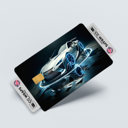 2PK Lexus Lfa In White With Blue Credit Card Skin – Vinyl Sticker Fits Debit Card