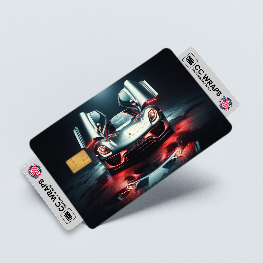 2PK Porsche 918 Spyder In Liquid Credit Card Skin – Vinyl Sticker Fits Debit Card