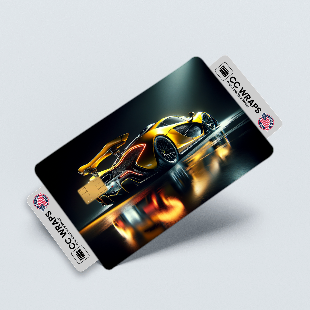 2PK Mclaren P1 In Volcano Yellow Credit Card Skin – Vinyl Sticker Fits Debit Card