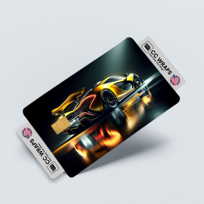 2PK Mclaren P1 In Volcano Yellow Credit Card Skin – Vinyl Sticker Fits Debit Card