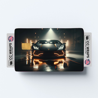 2PK Sleek Black Lamborghini Huracn Credit Card Skin – Vinyl Sticker Fits Debit Card