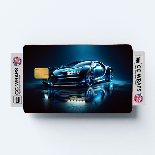 2PK Midnight Blue Bugatti Chiron Credit Card Skin – Vinyl Sticker Fits Debit Card