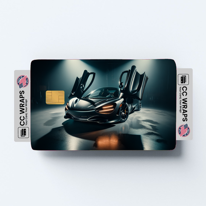 2PK Matte Black Mclaren 720s In A Credit Card Skin – Vinyl Sticker Fits Debit Card