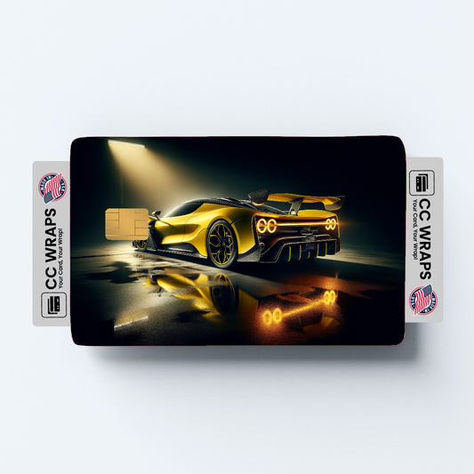 2PK Bright Yellow Ferrari Sf90 Credit Card Skin – Vinyl Sticker Fits Debit Card