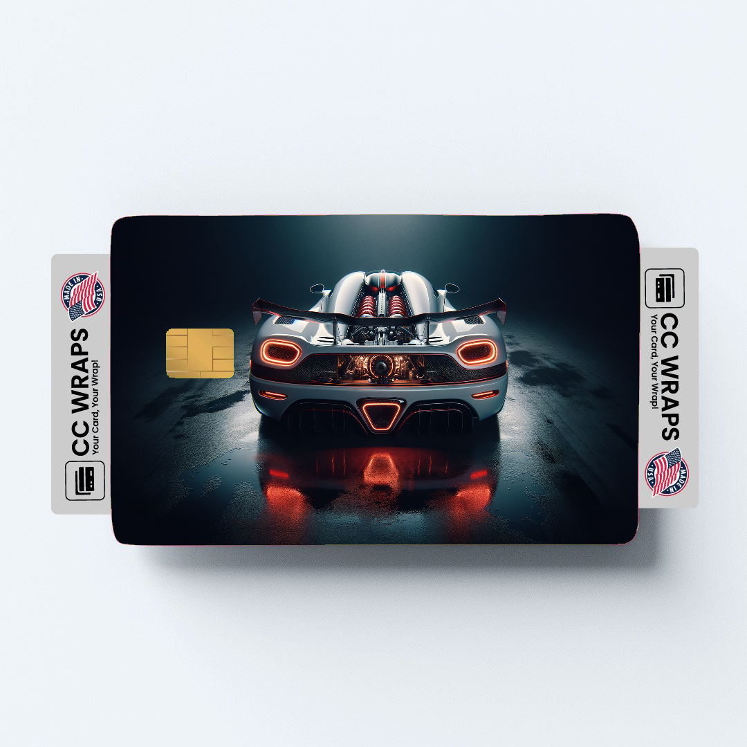 2PK White Koenigsegg Jesko In A Credit Card Skin – Vinyl Sticker Fits Debit Card