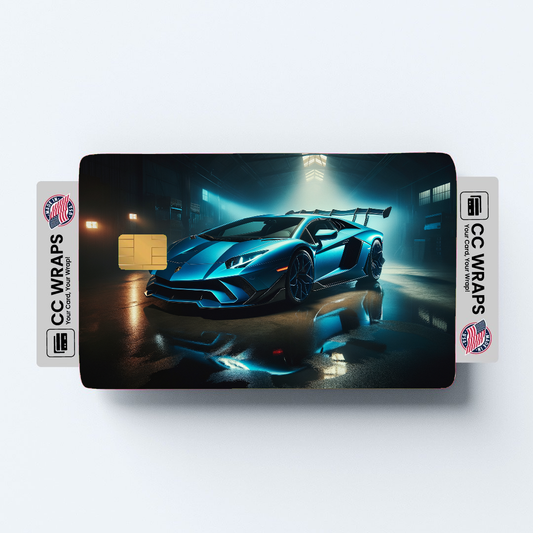 2PK Royal Blue Lamborghini Credit Card Skin – Vinyl Sticker Fits Debit Card