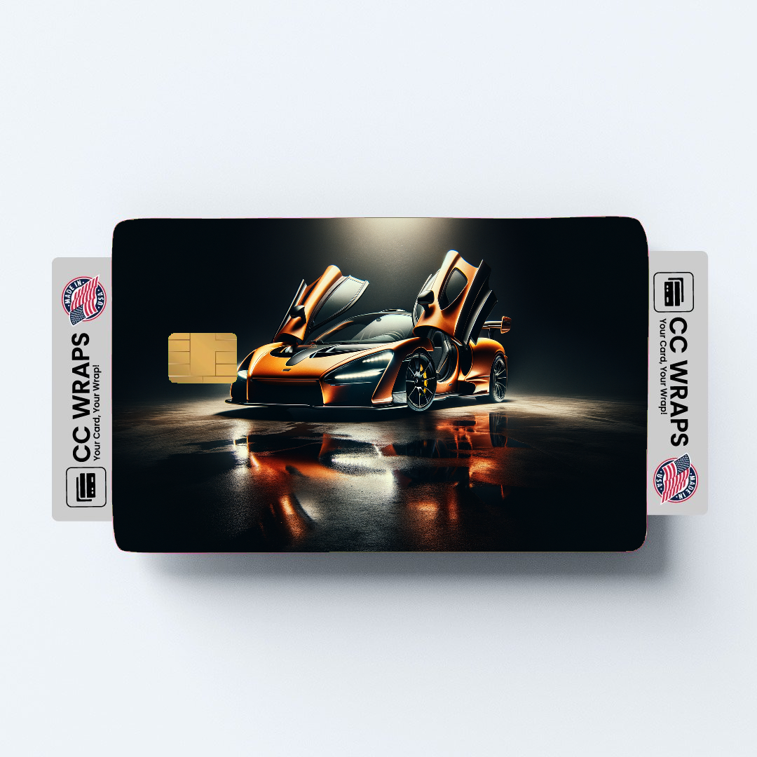 2PK Mclaren Senna In Papaya Orange Credit Card Skin – Vinyl Sticker Fits Debit Card